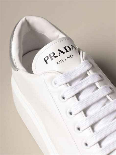 prada sneakers white|prada canvas and leather sneaker.